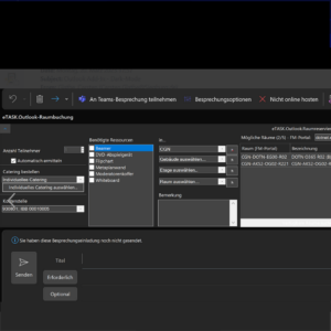 DarkMode Screenshot aus der Outlook Raumreservierung im Dunklen Modus