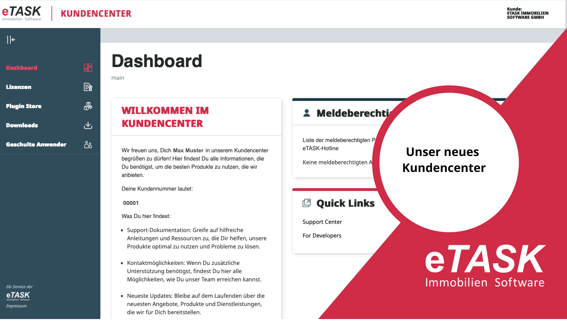 Das neue eTASK Kundencenter ist live!